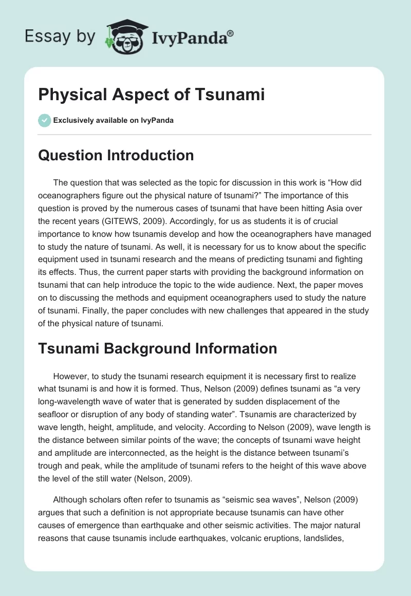 Physical Aspect of Tsunami. Page 1