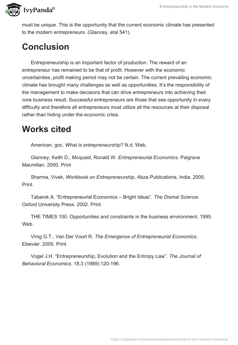 Entrepreneurship in the Modern Economy. Page 3