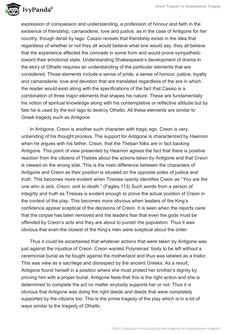 Greek Tragedy Vs Shakespeare Tragedy. Page 2