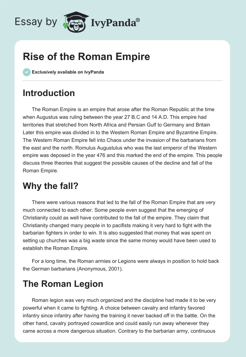 Rise of the Roman Empire. Page 1