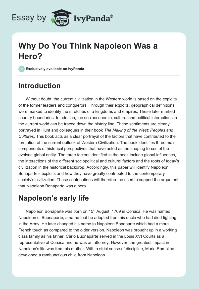 Why Do You Think Napoleon Was a Hero?. Page 1