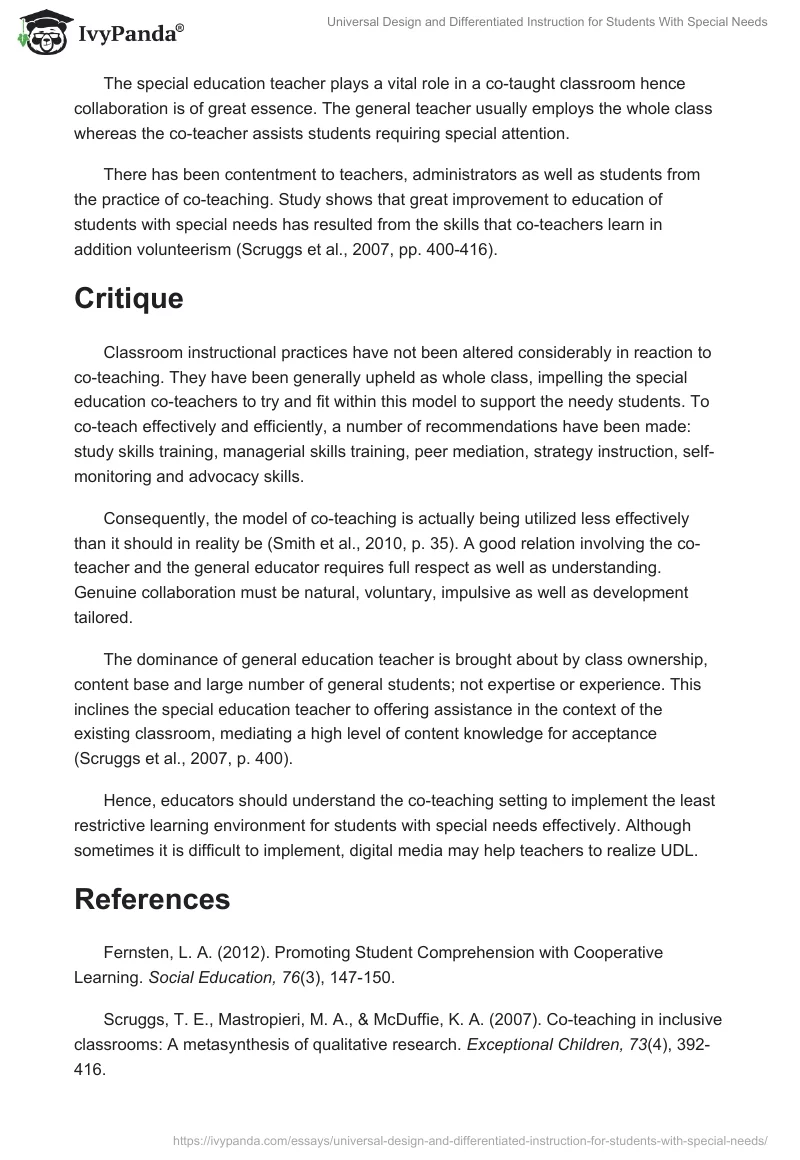 Universal Design and Differentiated Instruction for Students With Special Needs. Page 3