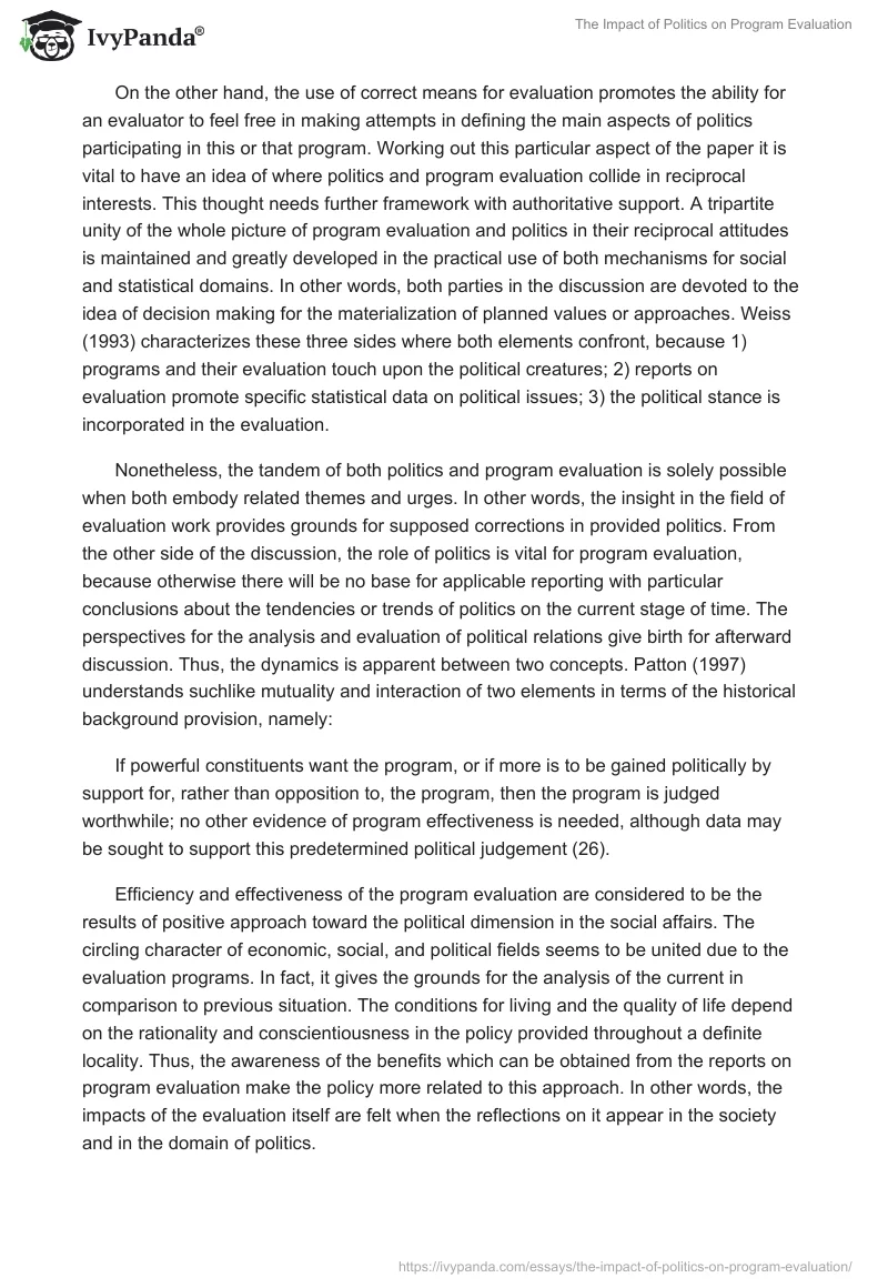 The Impact of Politics on Program Evaluation. Page 3