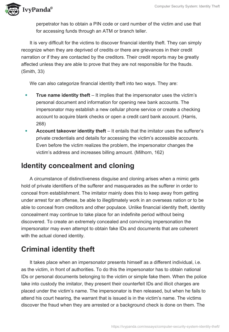 Computer Security System: Identity Theft. Page 2