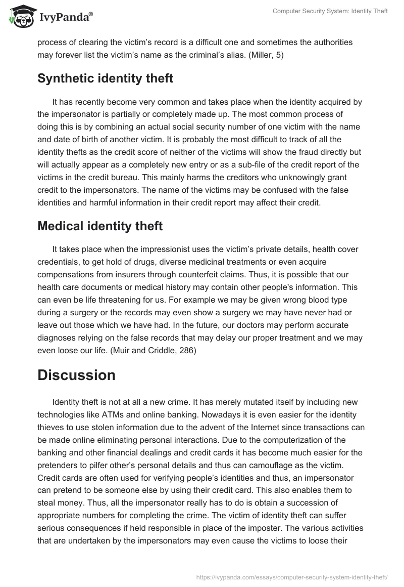 Computer Security System: Identity Theft. Page 3