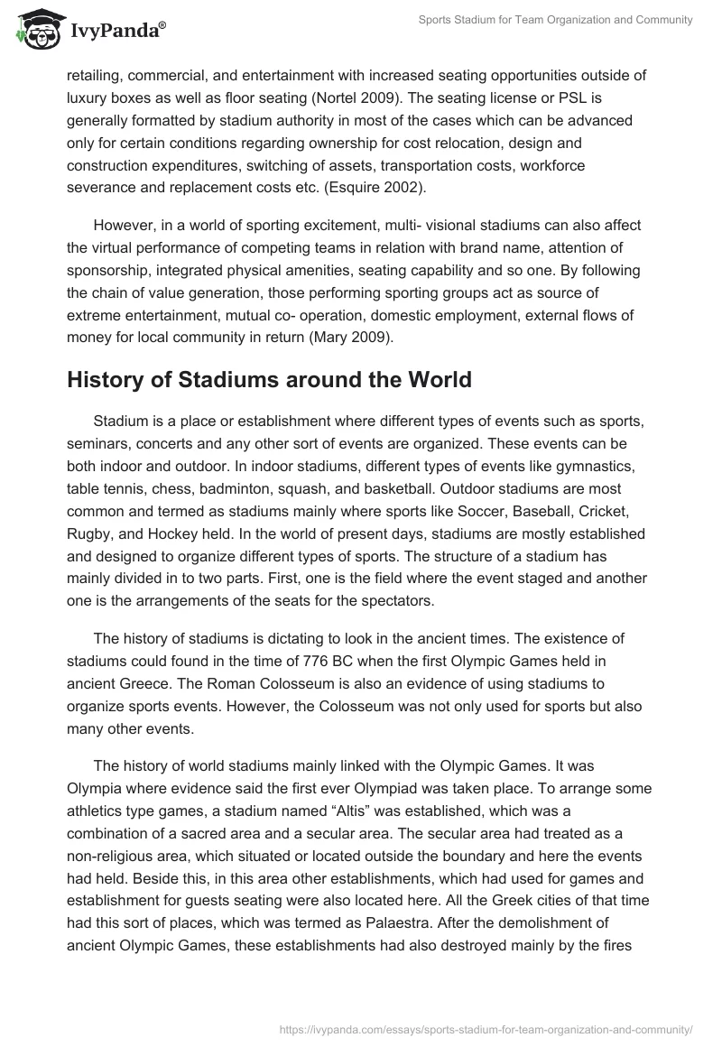 Sports Stadium for Team Organization and Community. Page 4