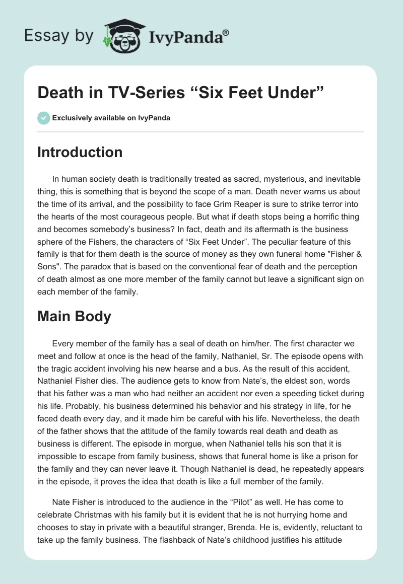 Death in TV-Series “Six Feet Under”. Page 1