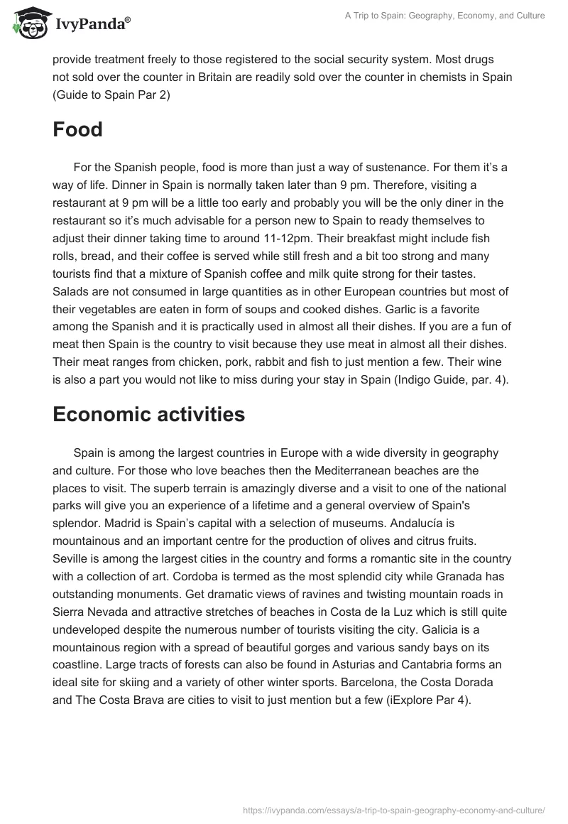 A Trip to Spain: Geography, Economy, and Culture. Page 3