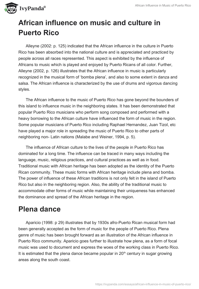 African Influence in Music of Puerto Rico. Page 2