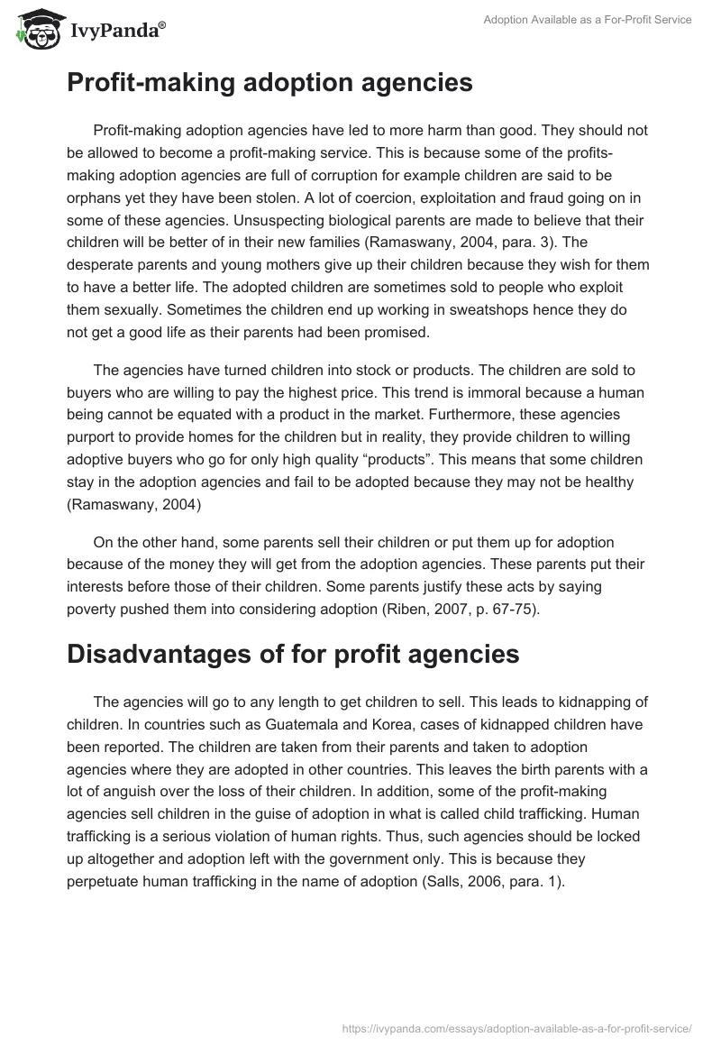 Adoption Available as a For-Profit Service. Page 2