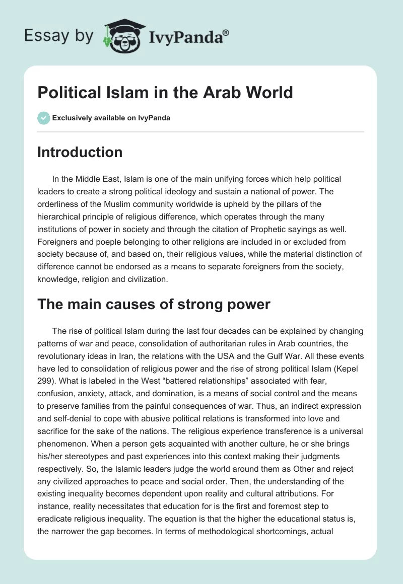 Political Islam in the Arab World. Page 1