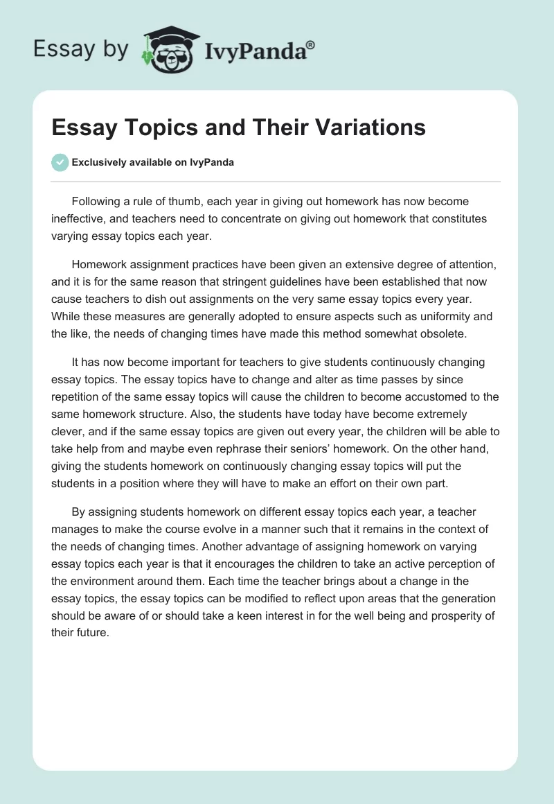 Essay Topics and Their Variations. Page 1
