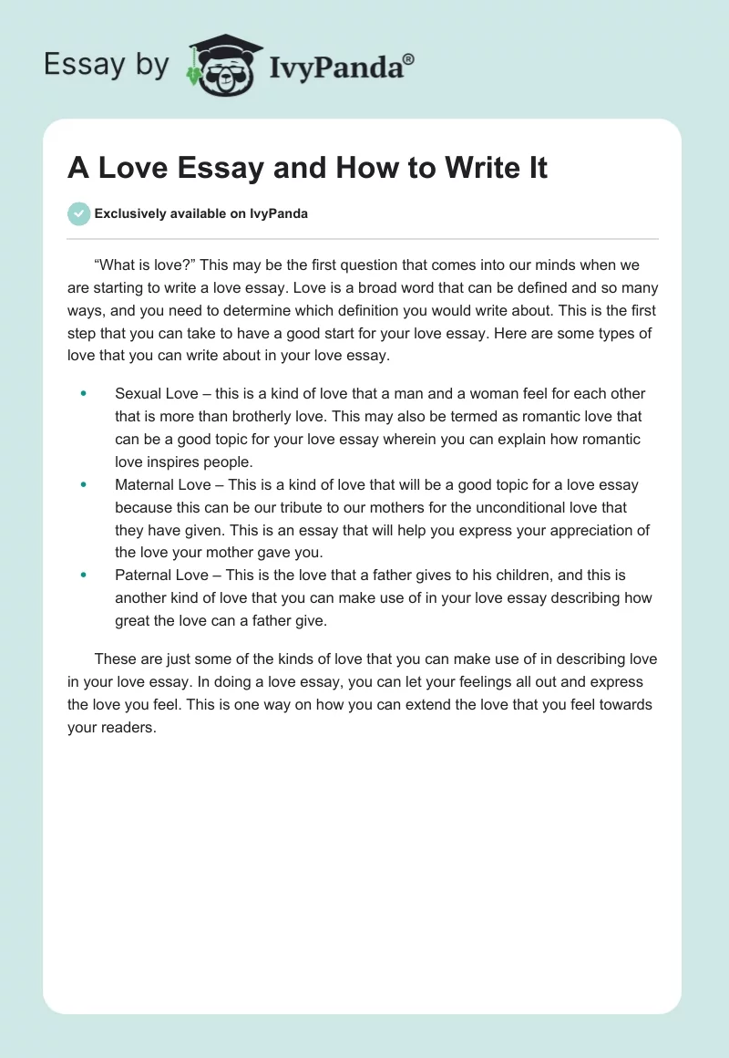 write a essay love