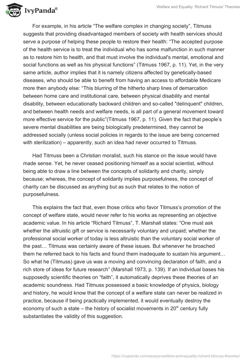 Welfare and Equality: Richard Titmuss' Theories. Page 3