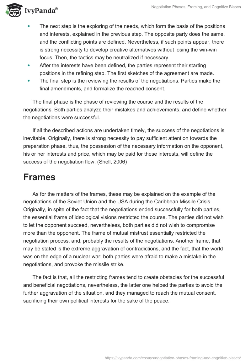 Negotiation Phases, Framing, and Cognitive Biases. Page 2