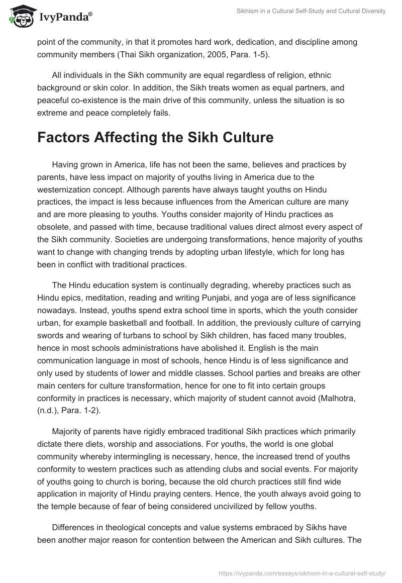 Sikhism in a Cultural Self-Study and Cultural Diversity. Page 2