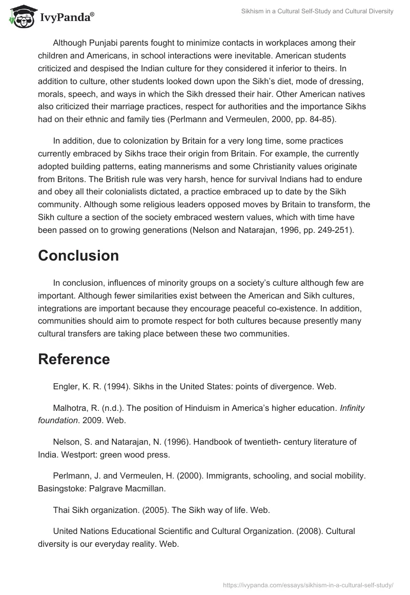 Sikhism in a Cultural Self-Study and Cultural Diversity. Page 4