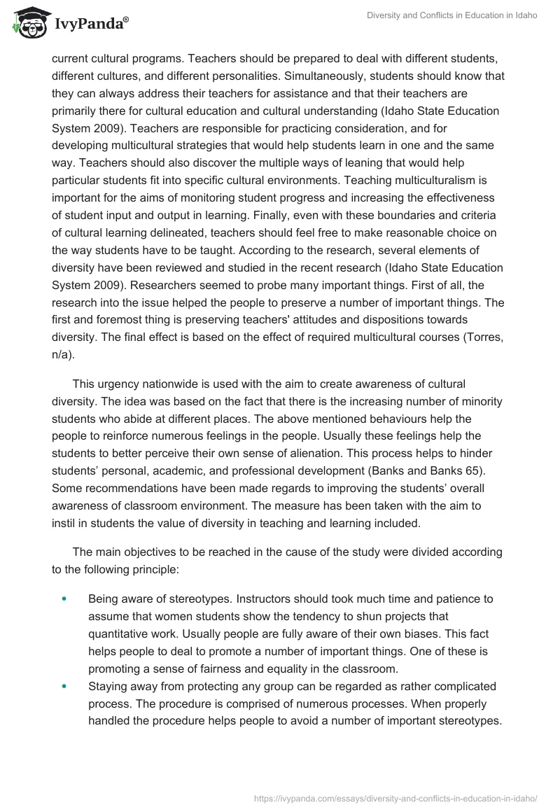 Diversity and Conflicts in Education in Idaho. Page 3
