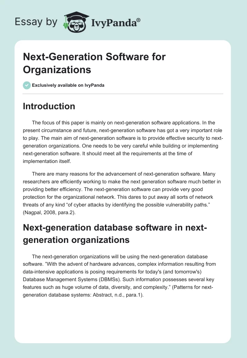 Next-Generation Software for Organizations. Page 1