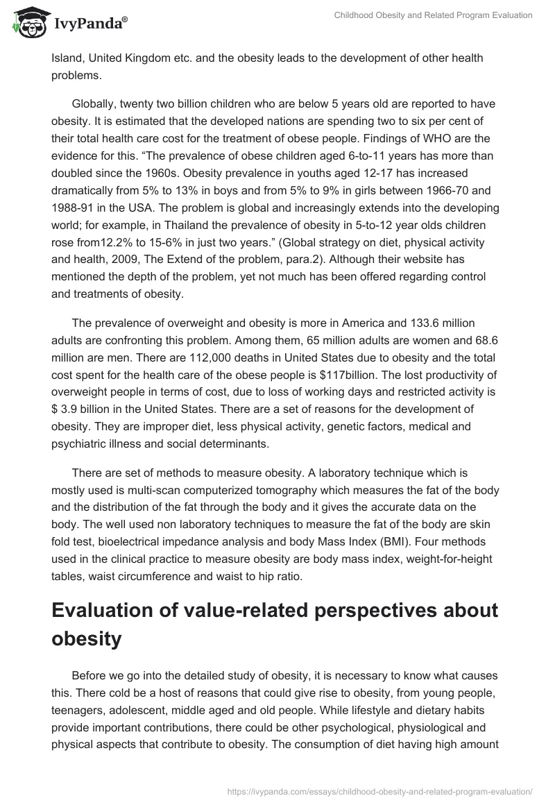 Childhood Obesity and Related Program Evaluation. Page 2