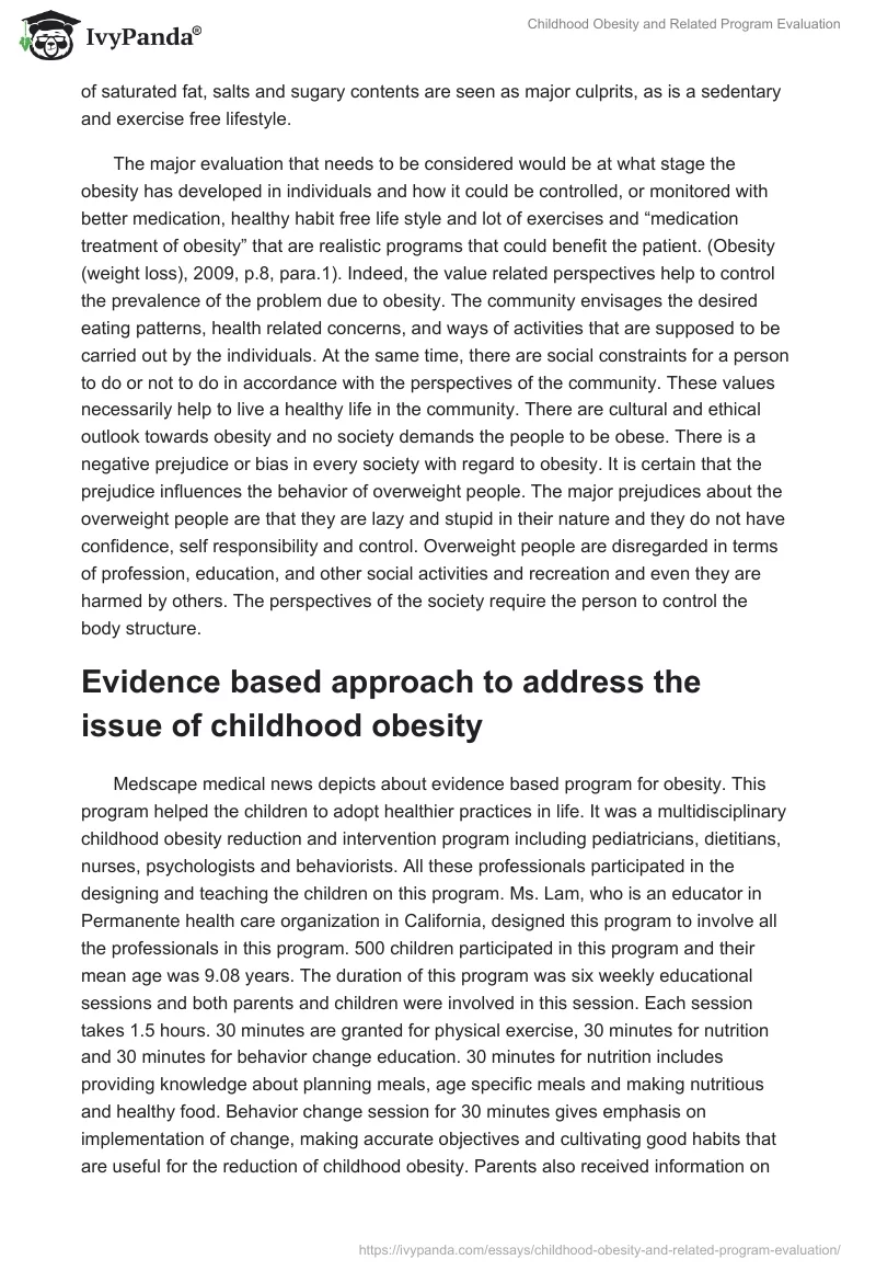 Childhood Obesity and Related Program Evaluation. Page 3
