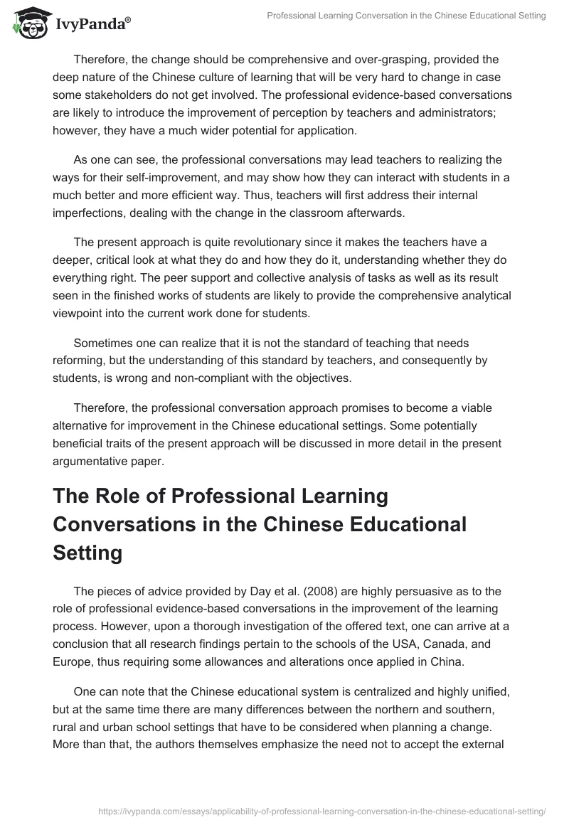 Professional Learning Conversation in the Chinese Educational Setting. Page 2