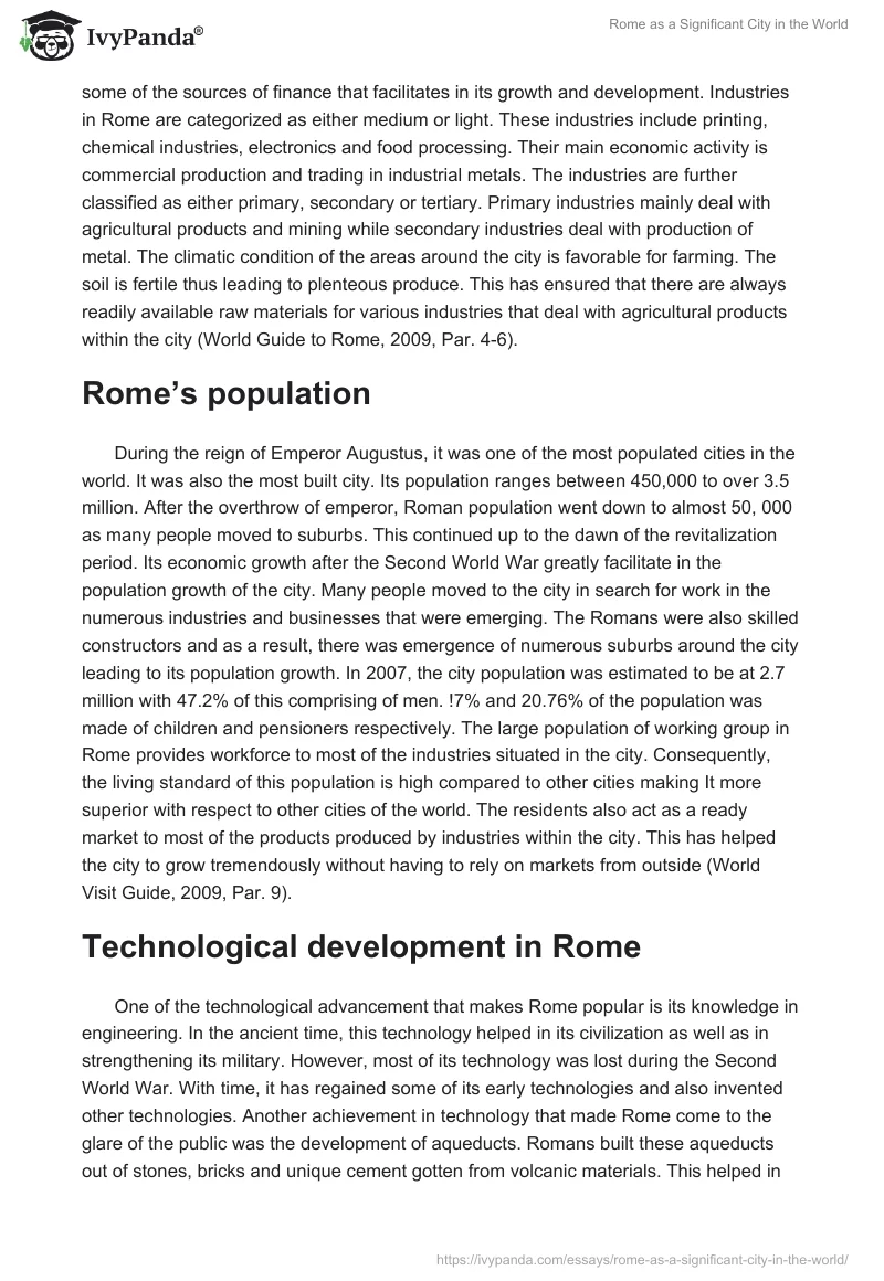 Rome as a Significant City in the World. Page 3