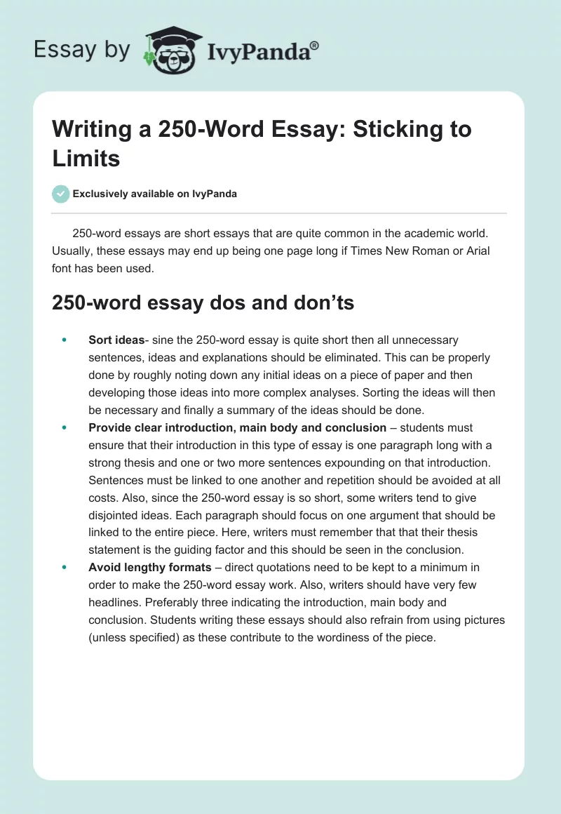 how to write a short essay 250 words