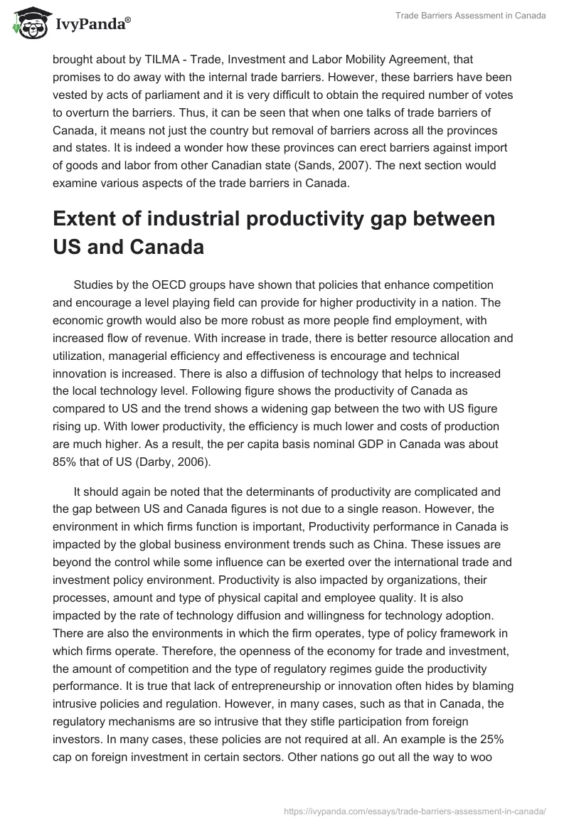 Trade Barriers Assessment in Canada. Page 4