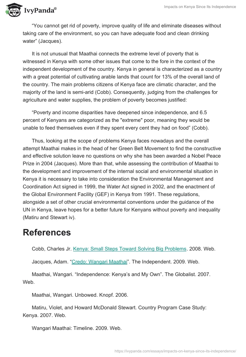 Impacts on Kenya Since Its Independence. Page 4