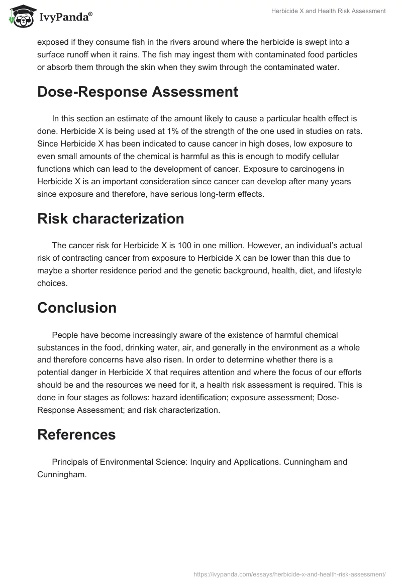 Herbicide X and Health Risk Assessment. Page 2