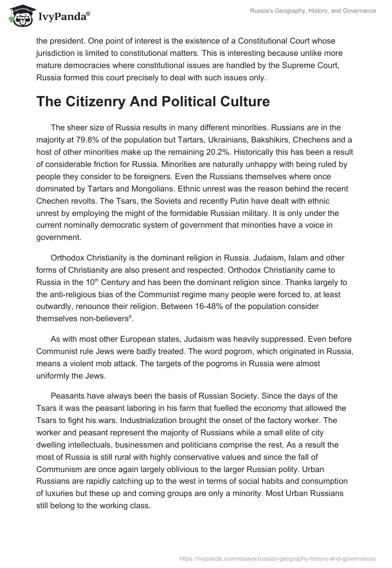 Russia's Geography, History, and Governance. Page 3