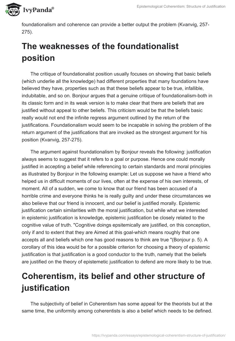 Epistemological Coherentism: Structure of Justification. Page 3