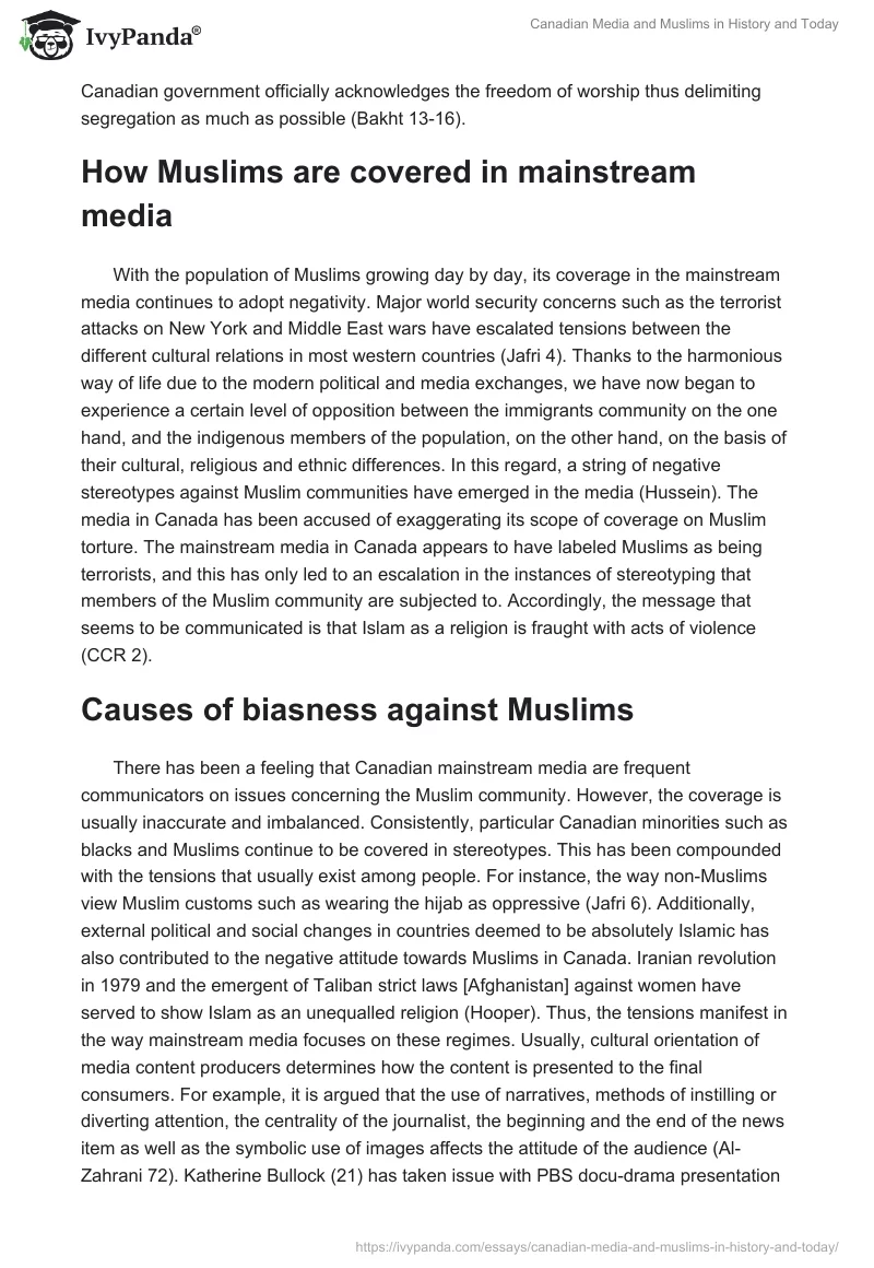 Canadian Media and Muslims in History and Today. Page 2