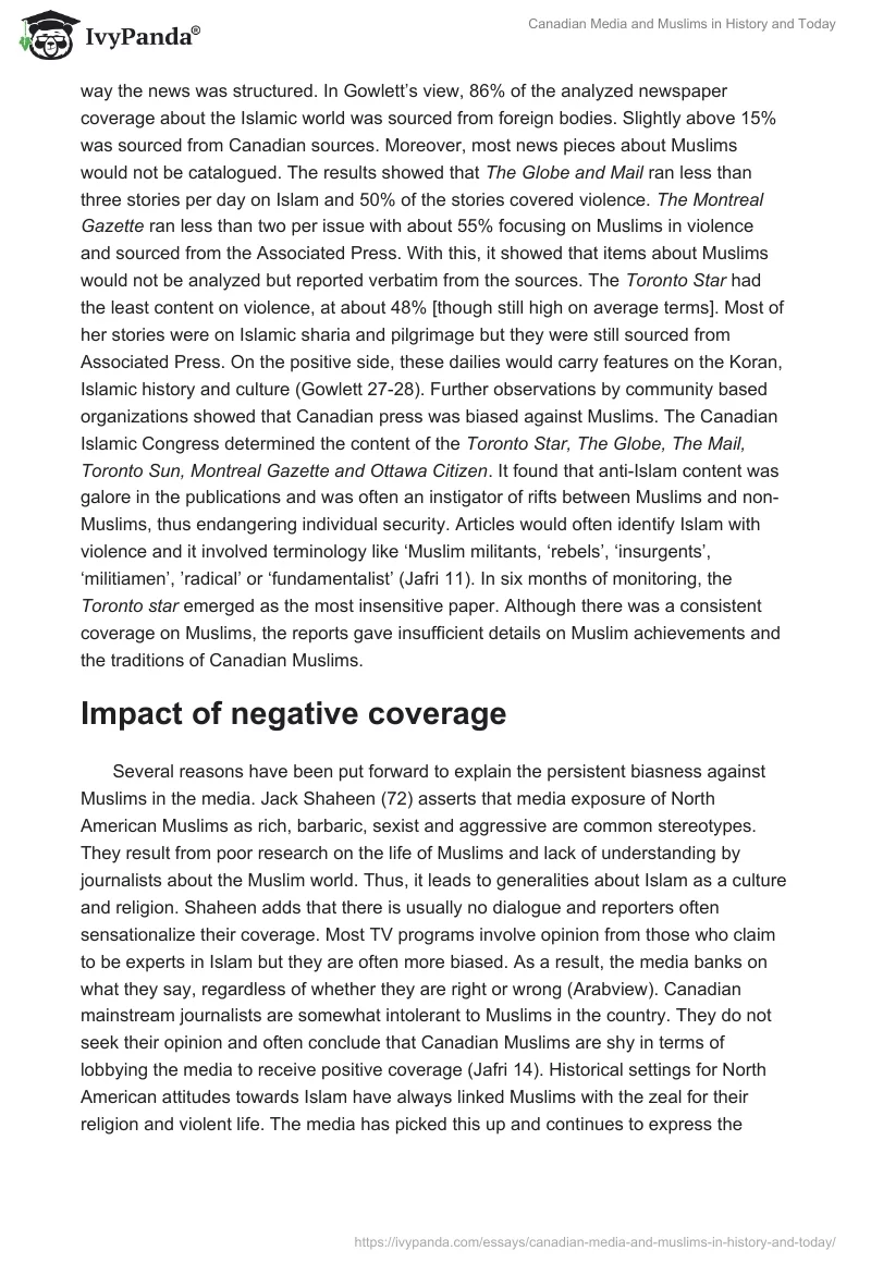 Canadian Media and Muslims in History and Today. Page 4