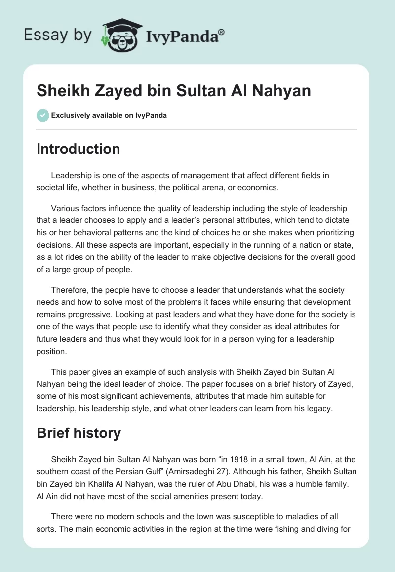Sheikh Zayed bin Sultan Al Nahyan. Page 1