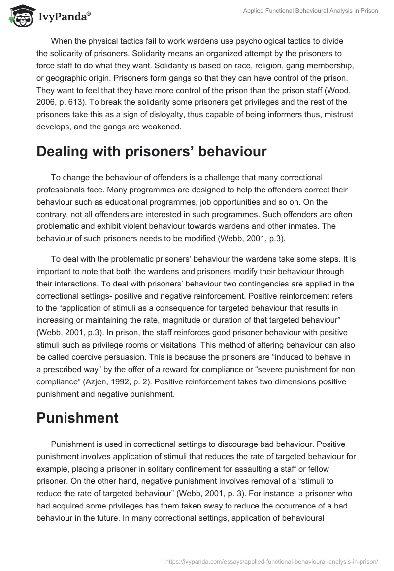 Applied Functional Behavioural Analysis in Prison. Page 2