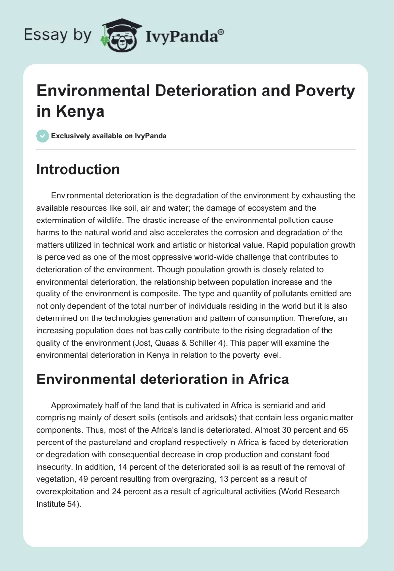 Environmental Deterioration and Poverty in Kenya. Page 1