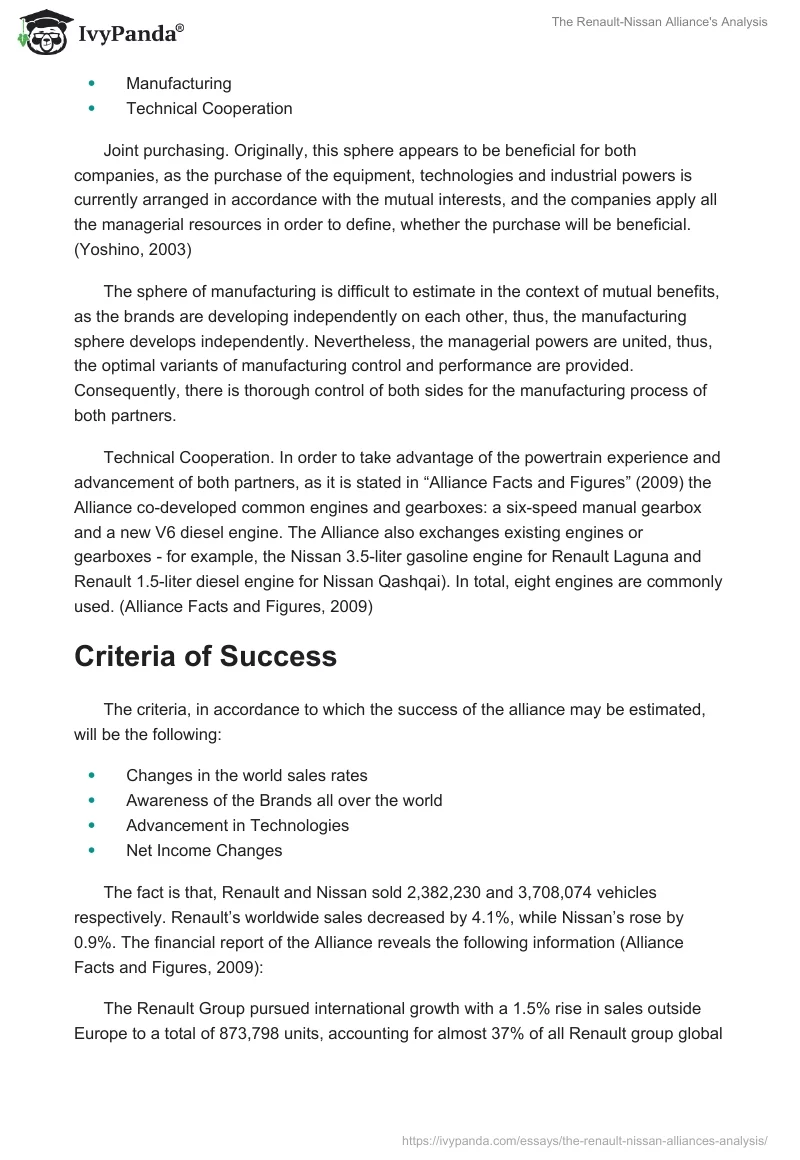 The Renault-Nissan Alliance's Analysis. Page 2