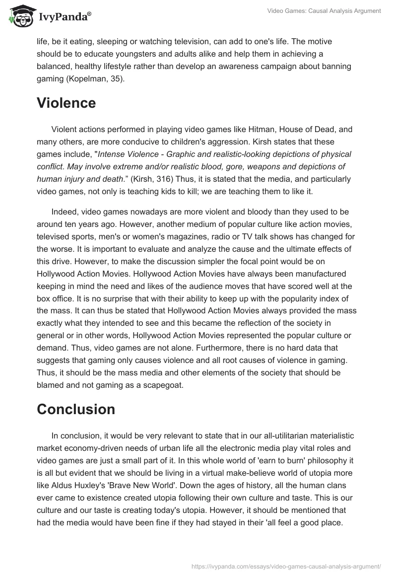 Video Games: Causal Analysis Argument. Page 3