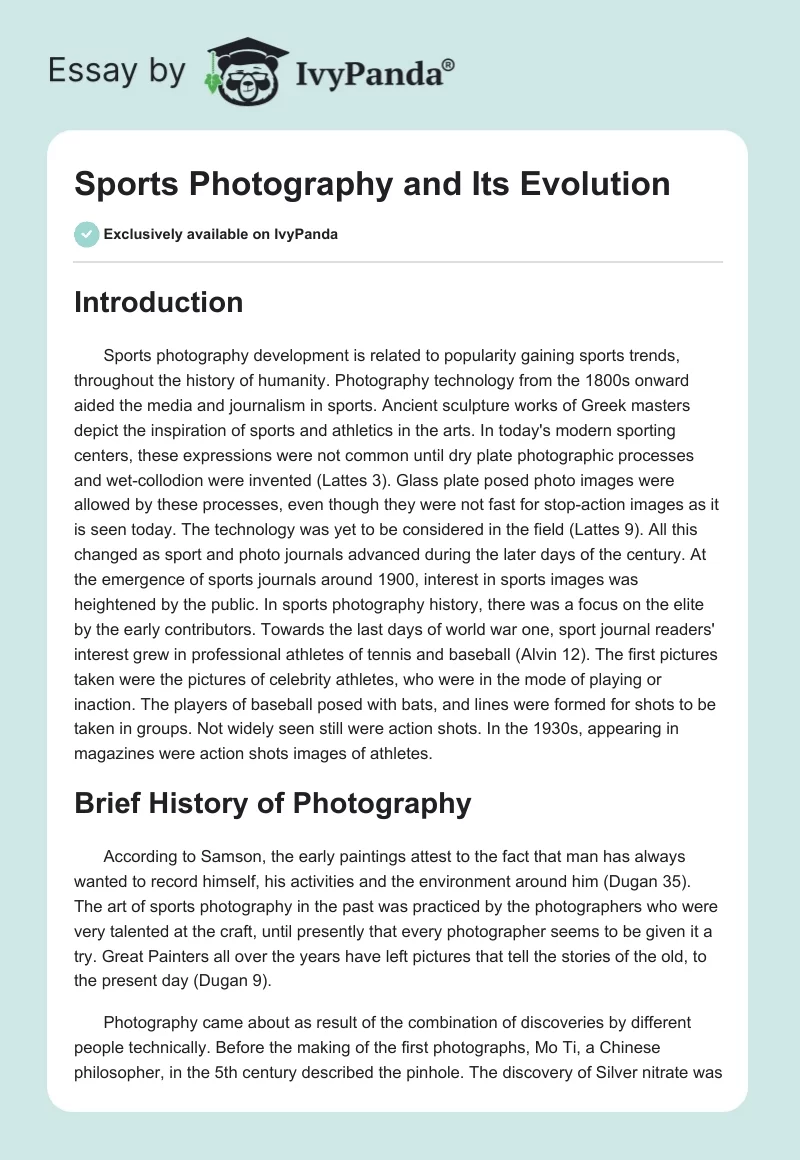 Sports Photography and Its Evolution. Page 1