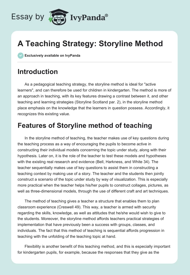 A Teaching Strategy: Storyline Method. Page 1