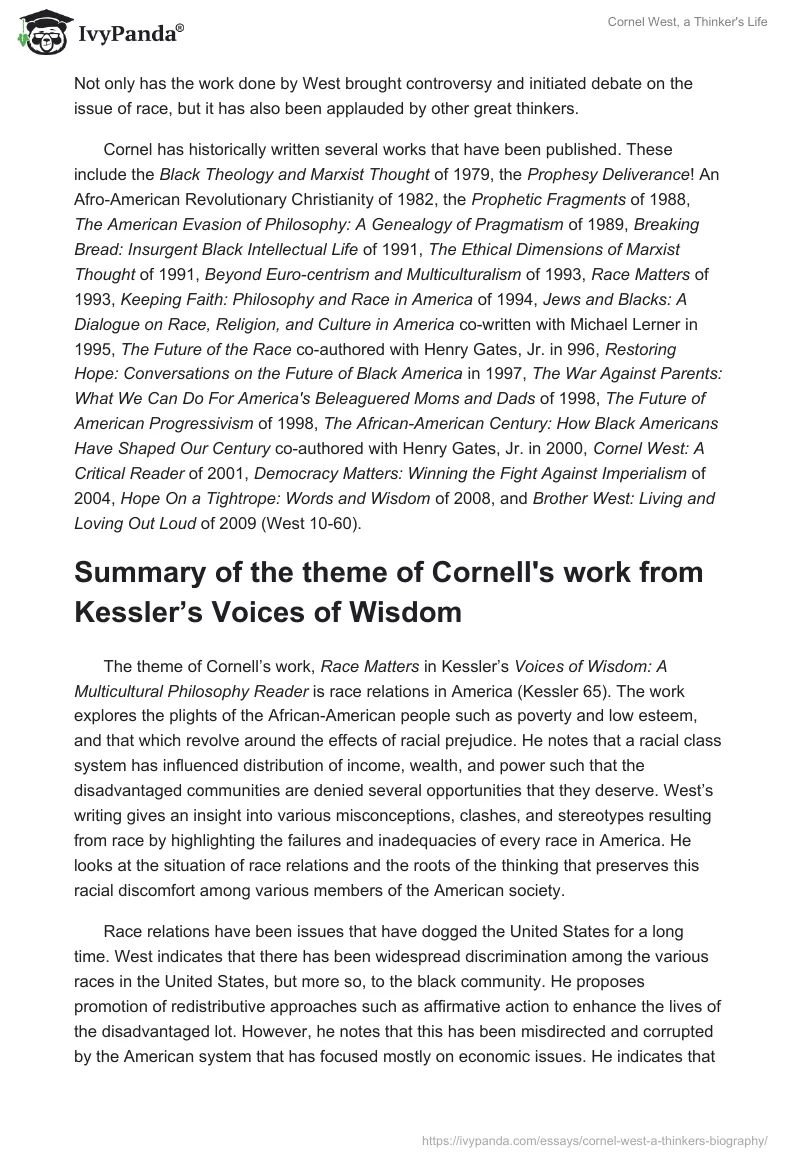 Cornel West, a Thinker's Life. Page 2