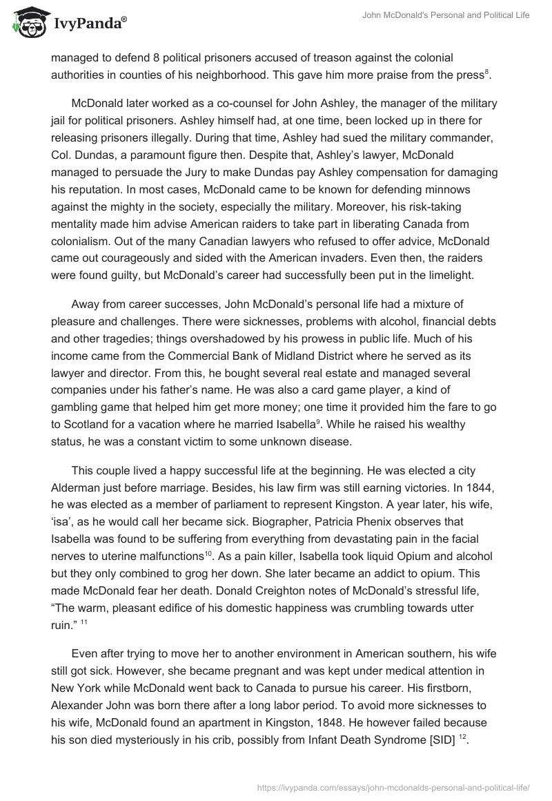 John McDonald's Personal and Political Life. Page 3