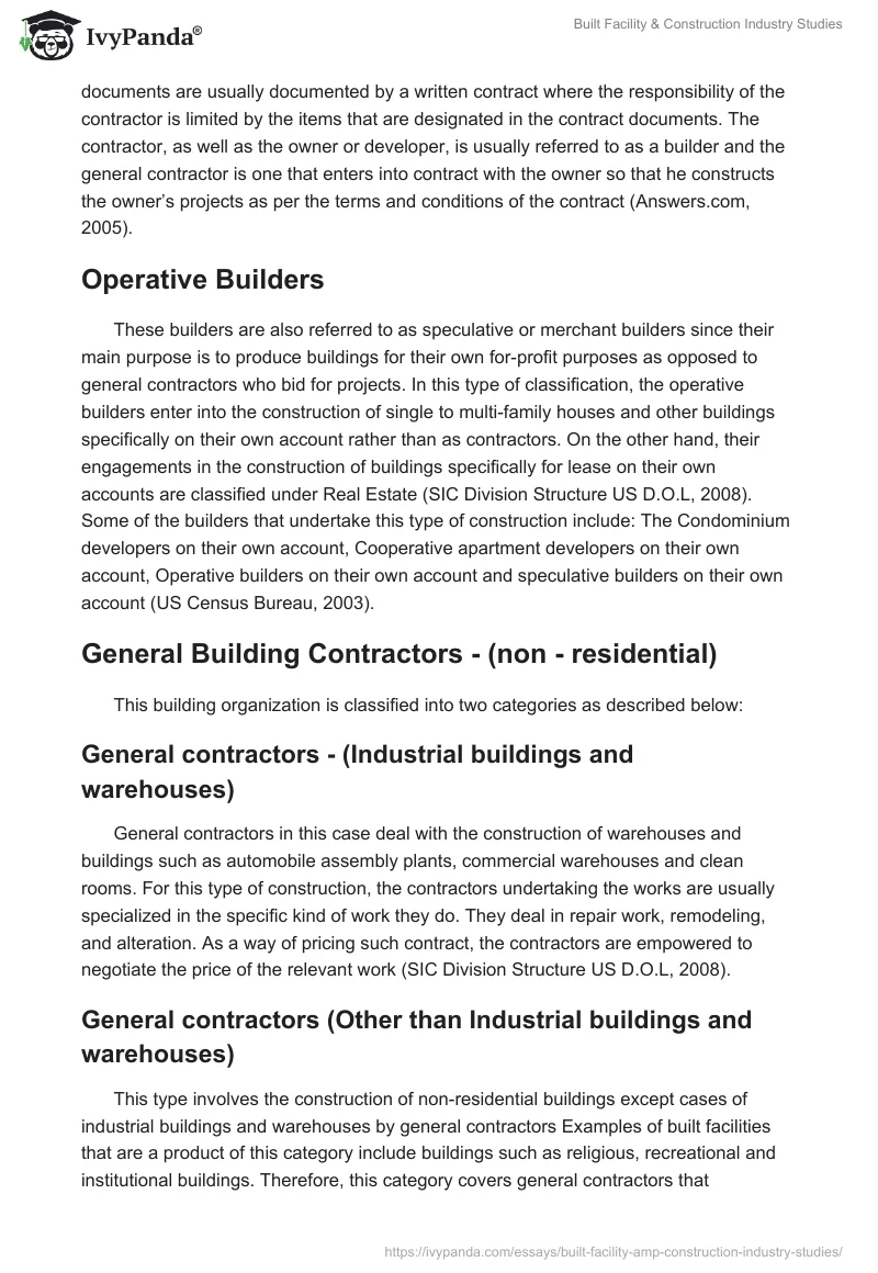 Built Facility & Construction Industry Studies. Page 4