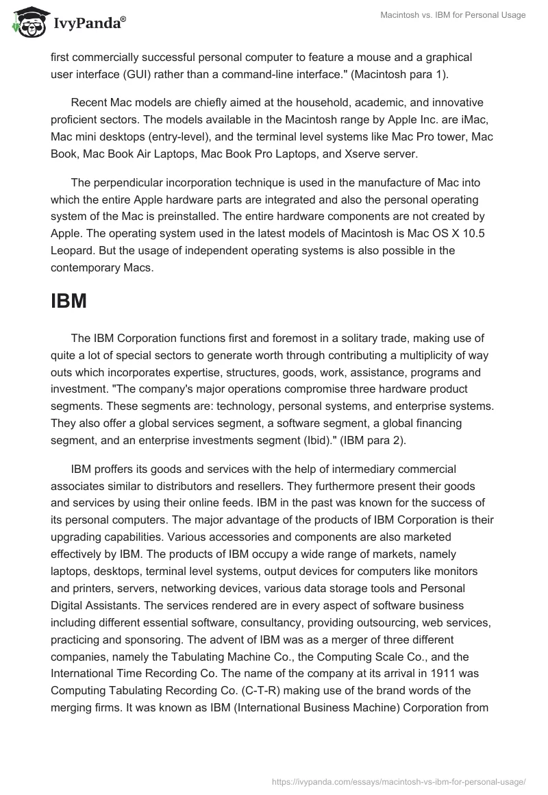 Macintosh vs. IBM for Personal Usage. Page 2