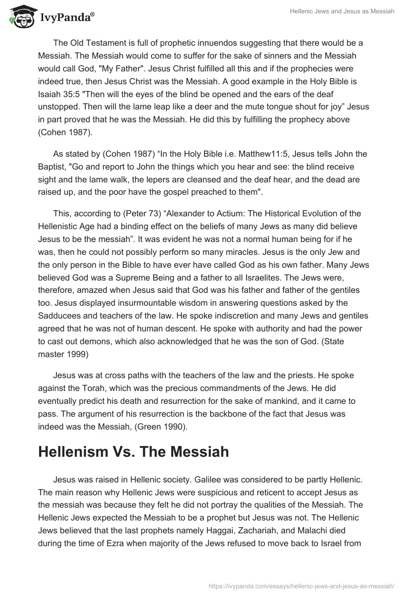 Hellenic Jews and Jesus as Messiah. Page 2