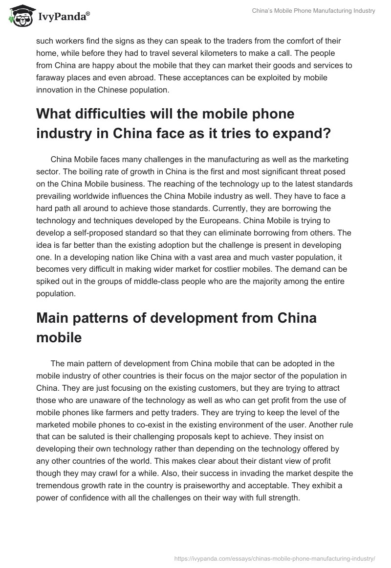 China’s Mobile Phone Manufacturing Industry. Page 2