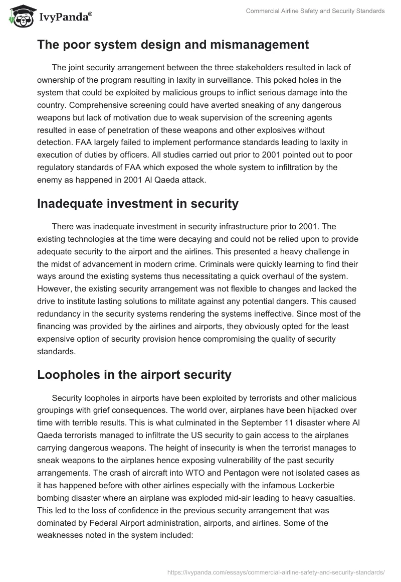 Commercial Airline Safety and Security Standards. Page 5