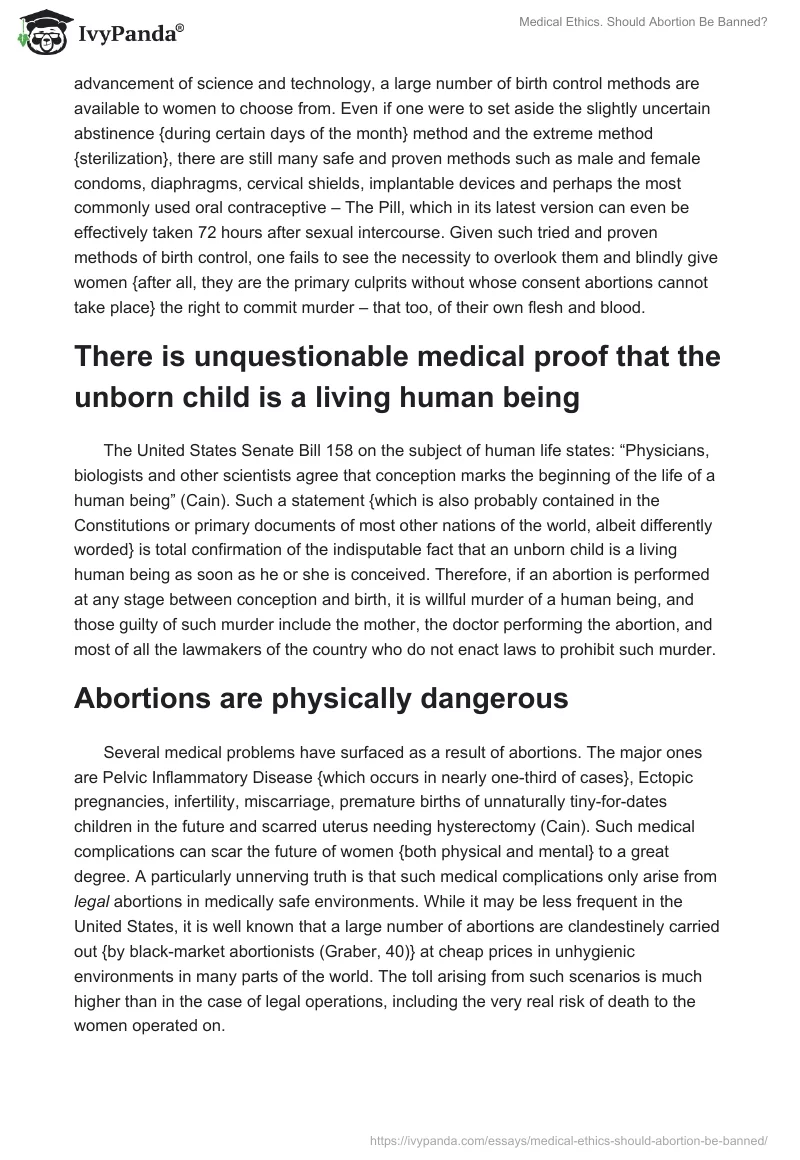 Medical Ethics. Should Abortion Be Banned?. Page 2
